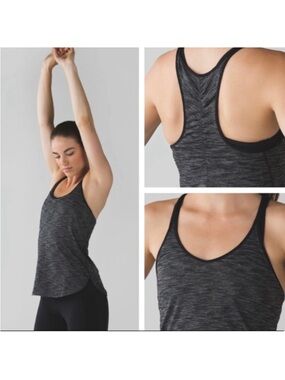 Lululemon What The Sport Singlet II Tank Heathered Black Size 6